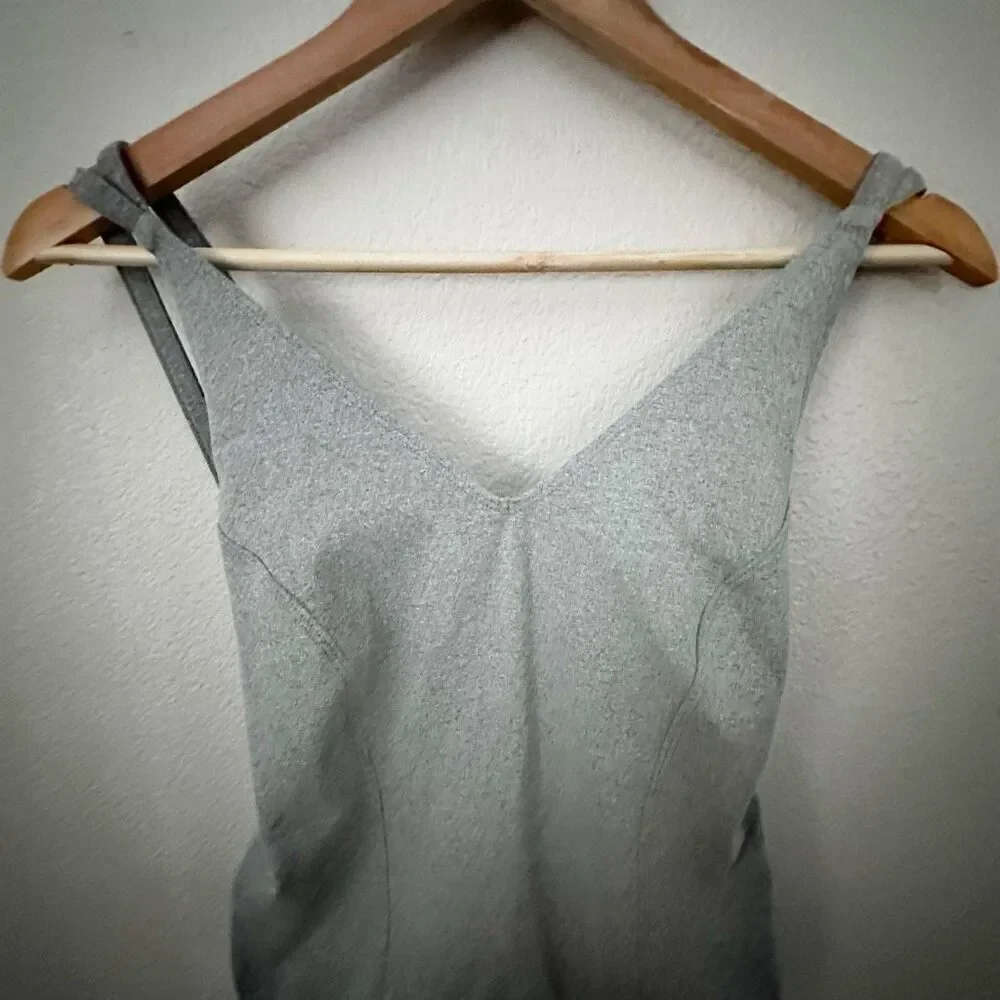 FREE PEOPLE FP MOVEMENT | Heather Gray Bodysuit Criss Croas Back | Size Medium‎